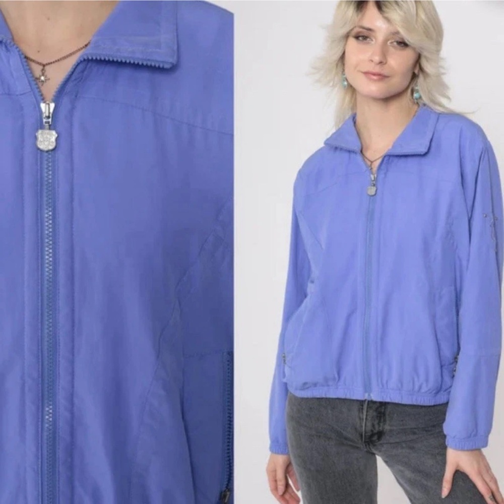 Kaelin Women’s periwinkle Purple VTG  LARGE Windbreaker Track Jacket Coat Lined